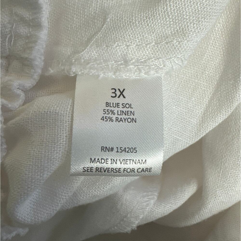 NWT Blue Sol 3X White Linen Blend Crop Pants Flat Front, Elastic Back, Tie Front - Picture 4 of 5